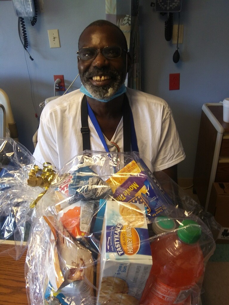 Rehab Success Story - T. Wesley with gift basket
