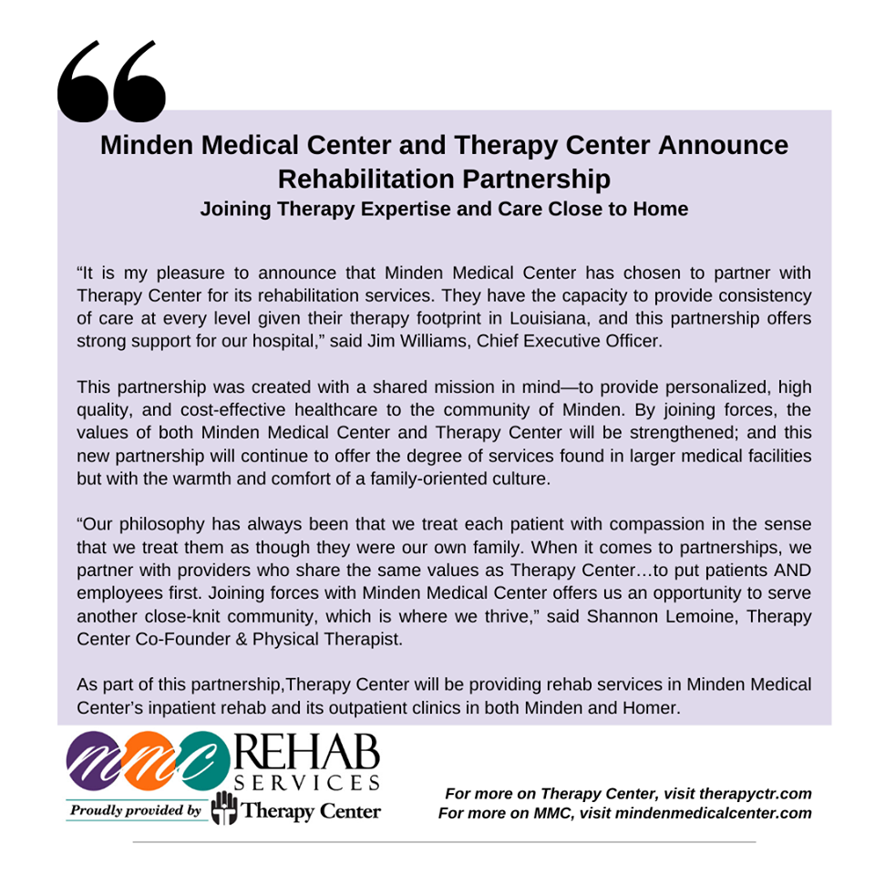 therapy center partnership press release